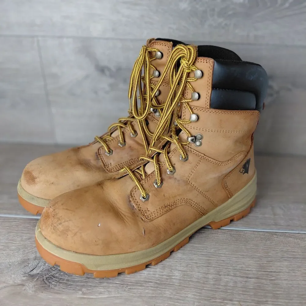 Herman Survivors Grizzly Steel Toe Work Boots Mens Size 12 Wide Tan Leather ASTM